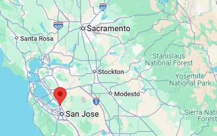 Map showing the DataNOC Fremont data center location in Northern California